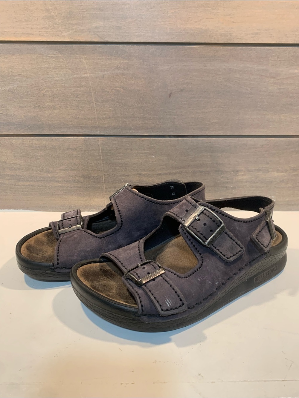 Birkenstock VTG Tatami Leather Buckle Strap Sandals Black Chunky Sz 6 Casual